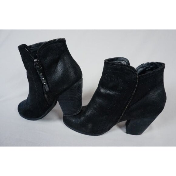Daisy Fuentes Black Faux Leather Ankle Boots Caroline Size US 8W - Picture 7 of 9